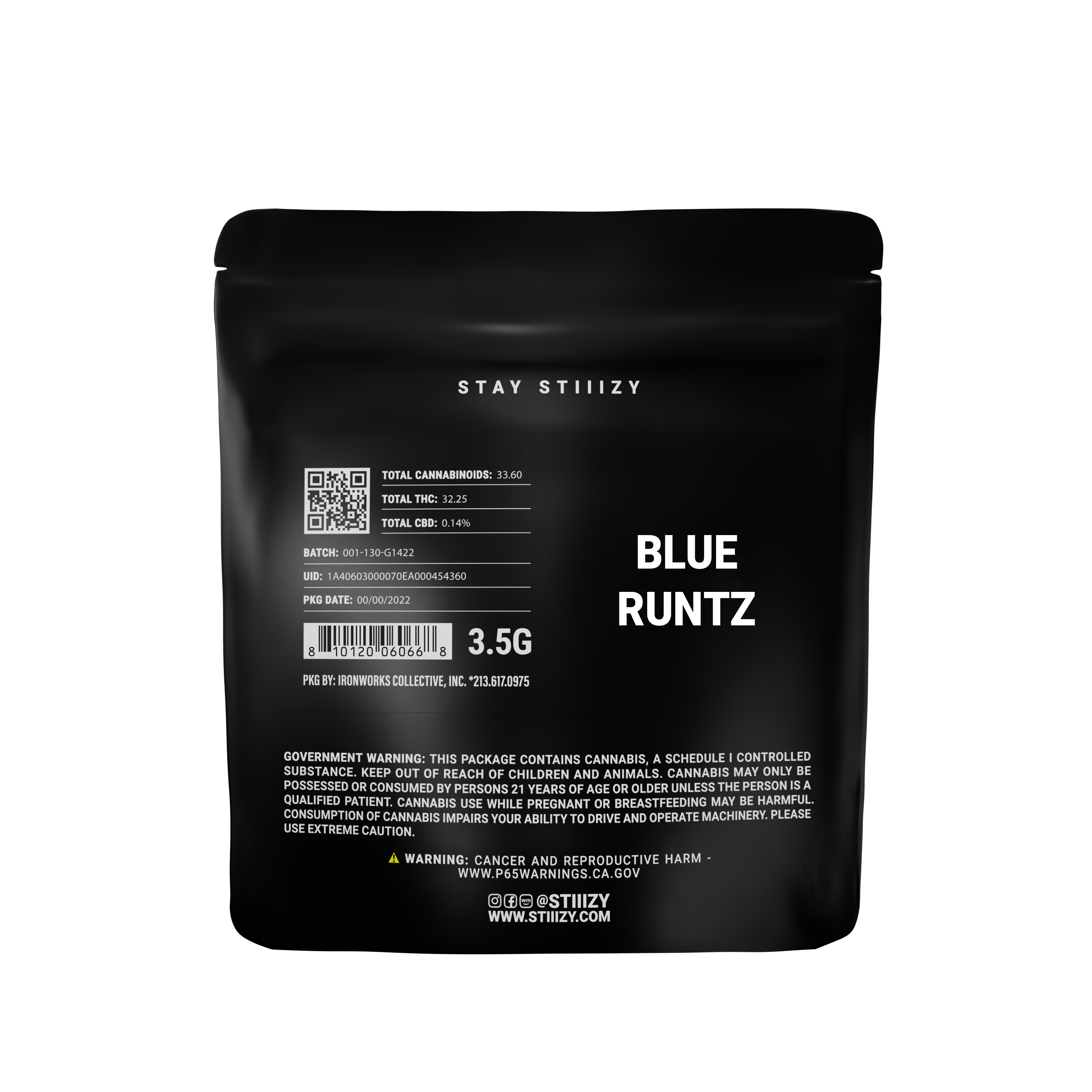 - BLUE RUNTZ - 3.5G Black Label Mylar