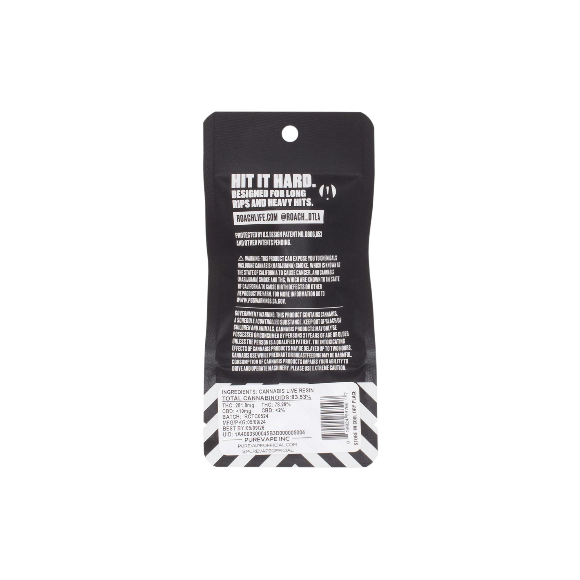 ROACH Live Resin 0.36g Vape - Jiffy Cake - Indica