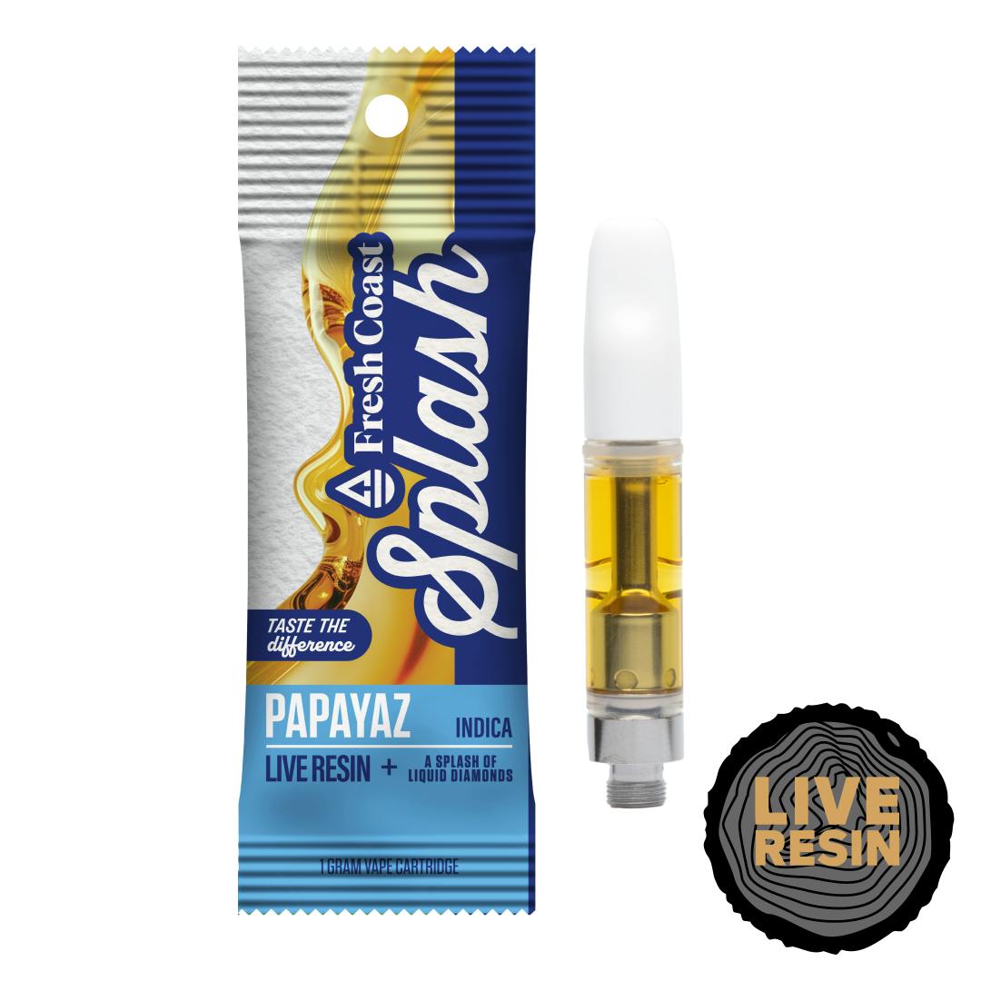 Papayaz | Splash Live Resin 1G Cart | Indica 1 Papayaz | Splash Live Resin 1G Cart | Indica