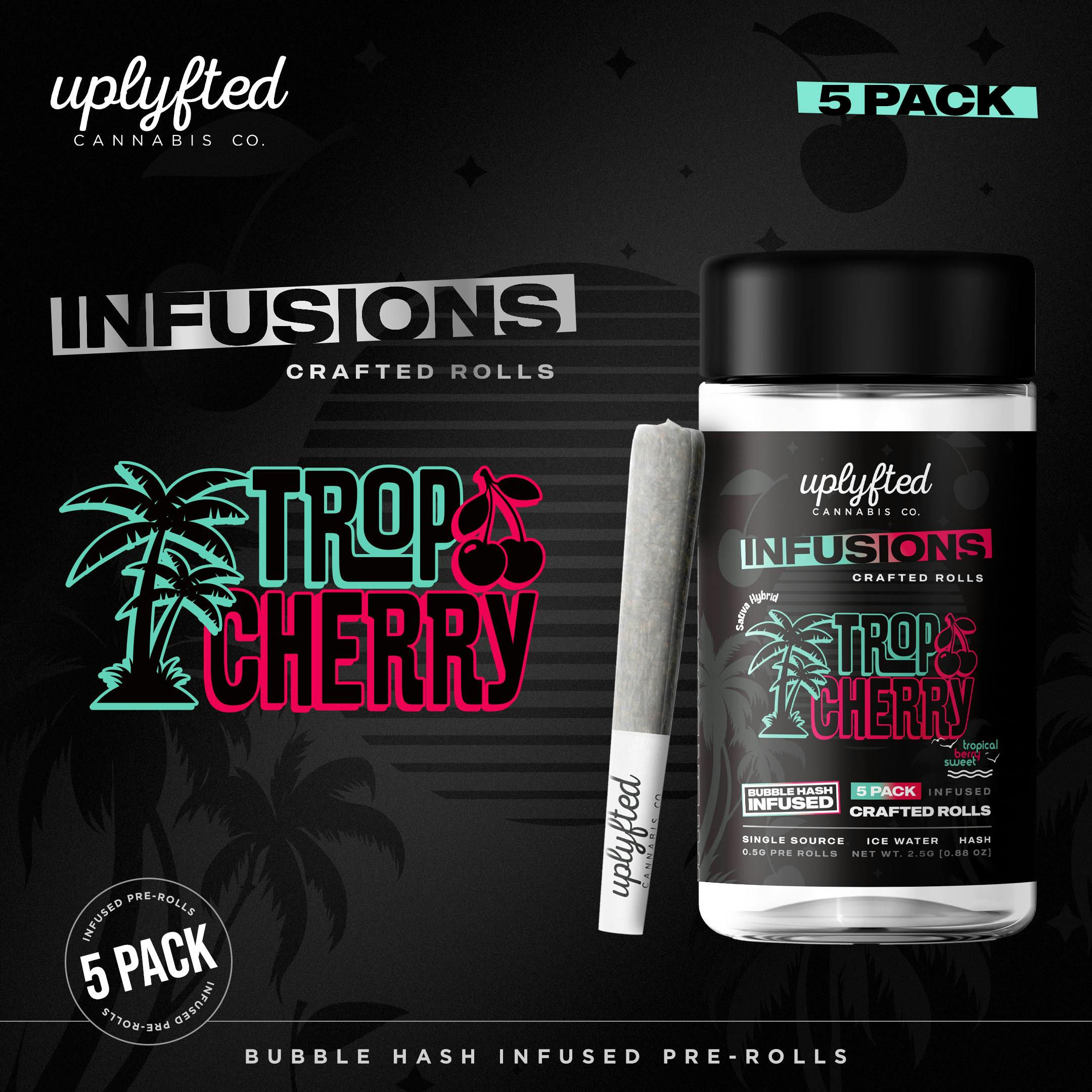 2.5g- 5 Pack of 0.5g Bubble Hash Infused Pre-Rolls - Trop Cherry 1 2.5g- 5 Pack of 0.5g Bubble Hash Infused Pre-Rolls - Trop Cherry