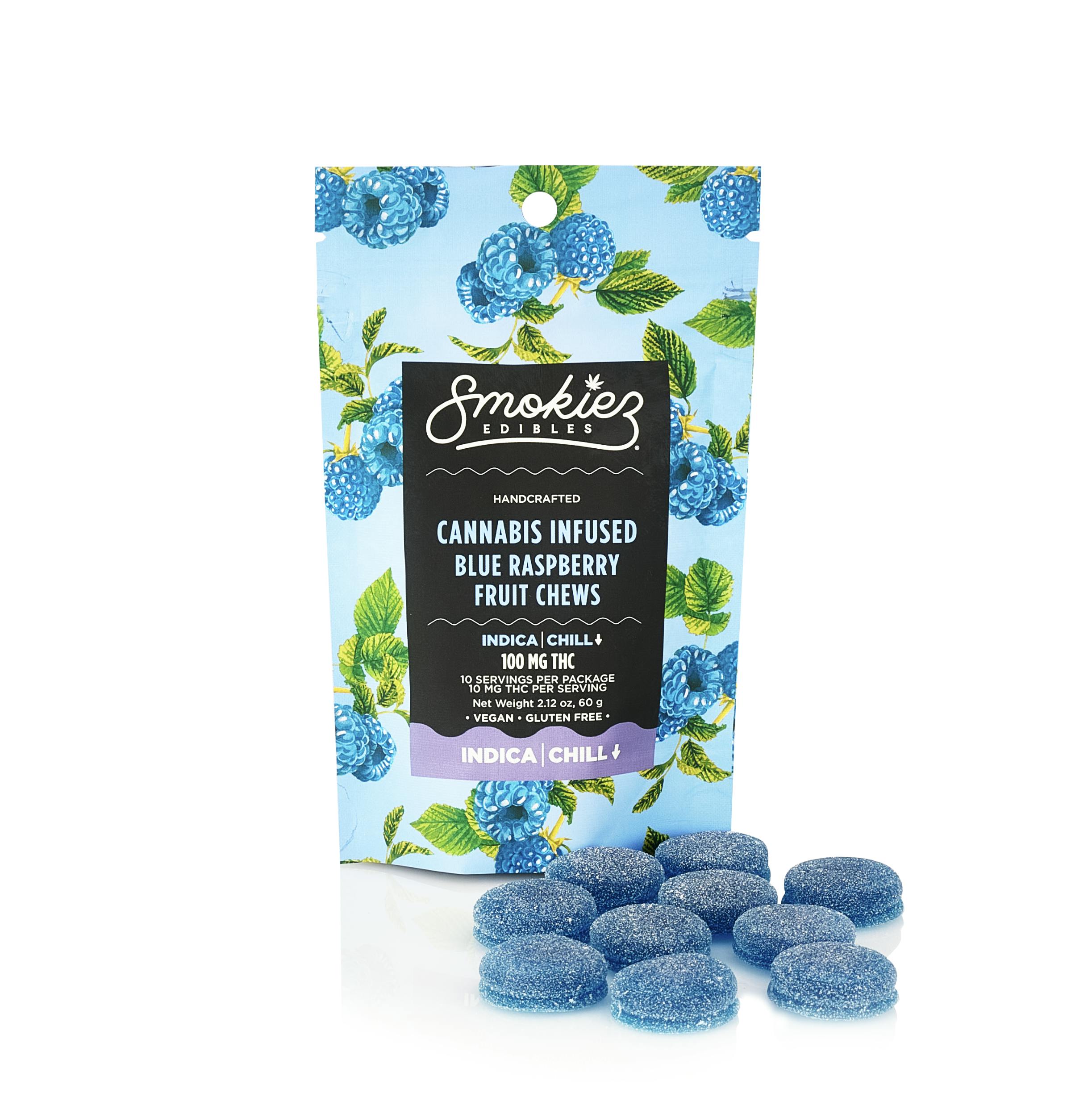 Blue Raspberry INDICA 100mg THC Fruit Chews - AZ 1 Blue Raspberry INDICA 100mg THC Fruit Chews - AZ