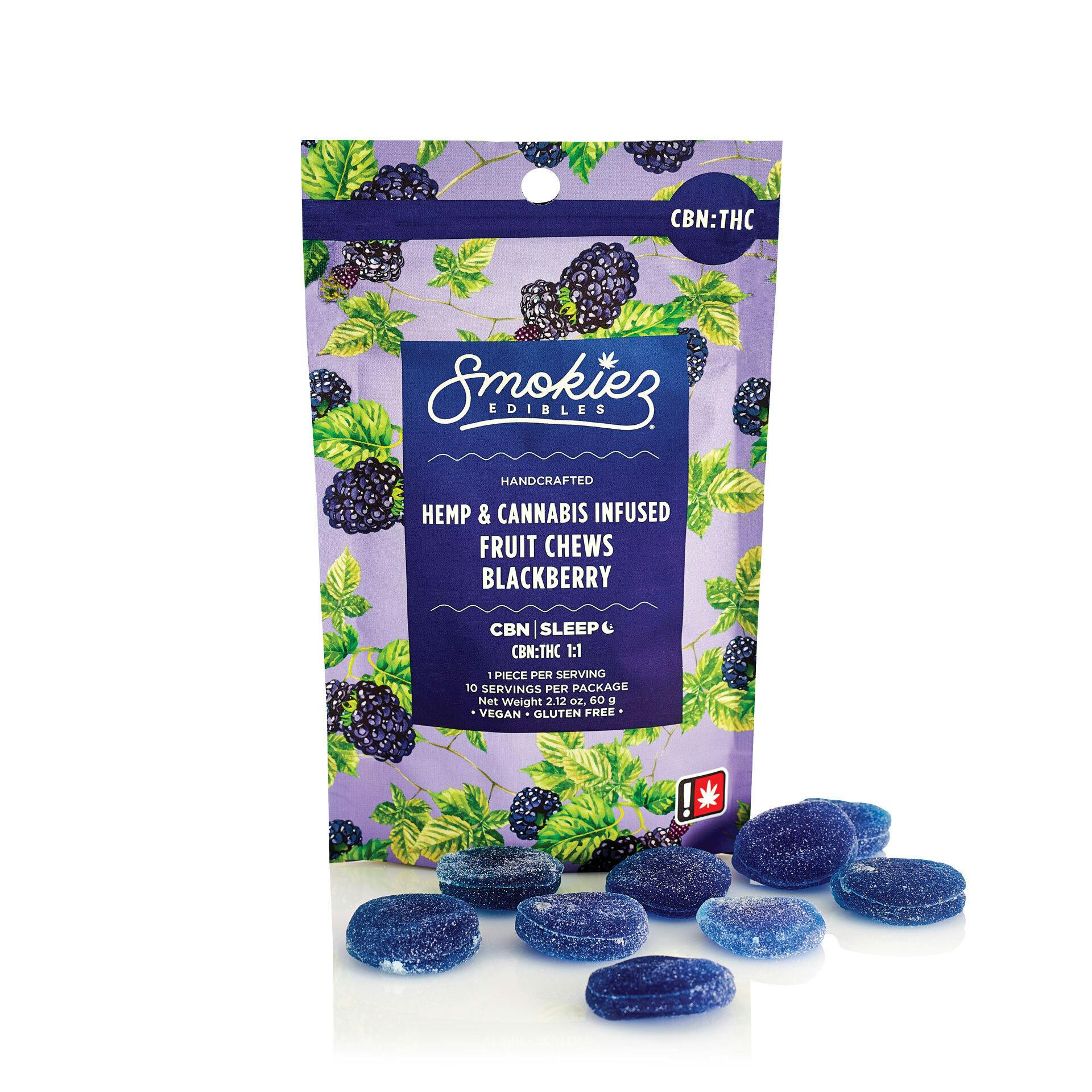 Blackberry 100mg CBN : 100mg THC Fruit Chews - OR