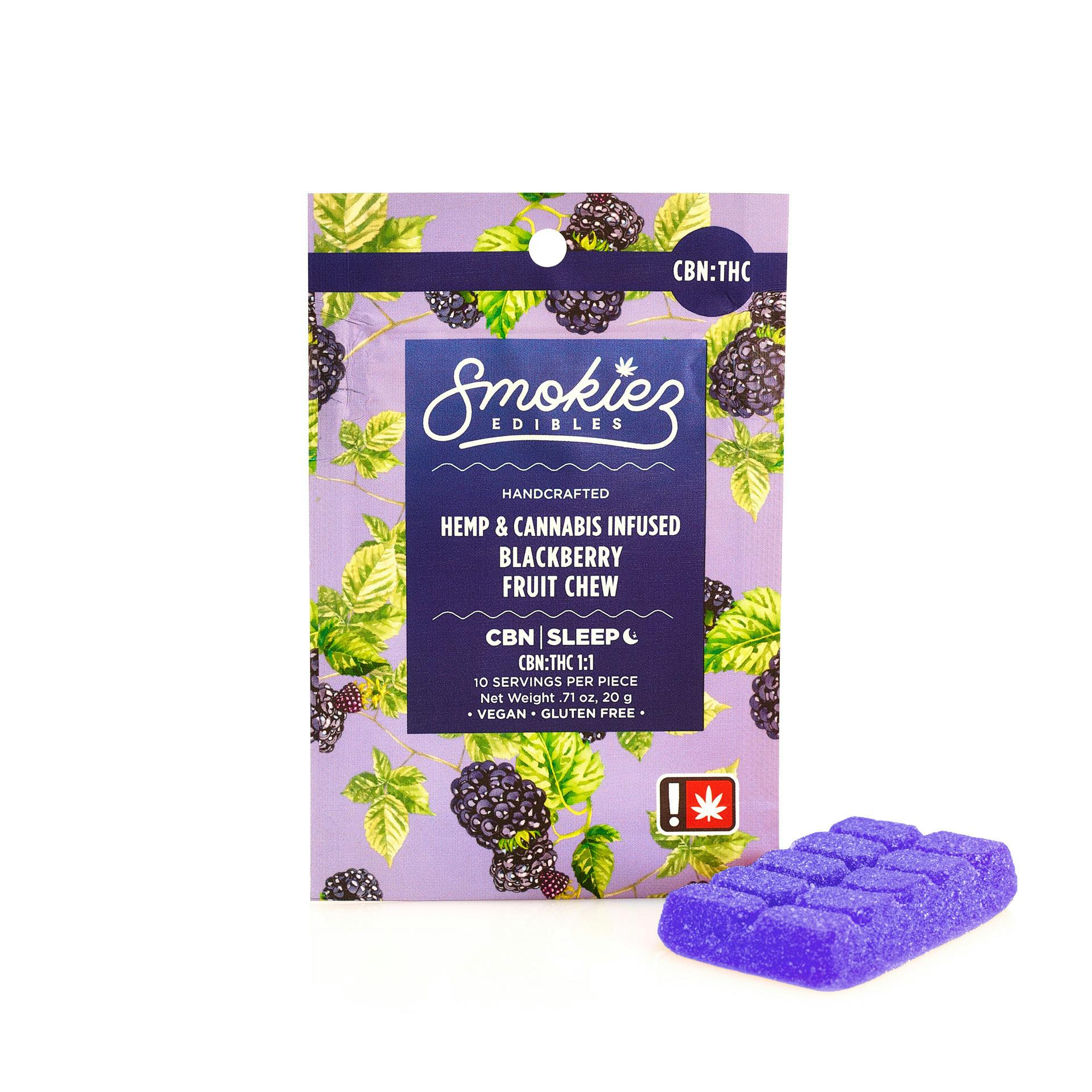 Blackberry 100mg CBN : 100mg THC Scored Single Fruit Chew - OR