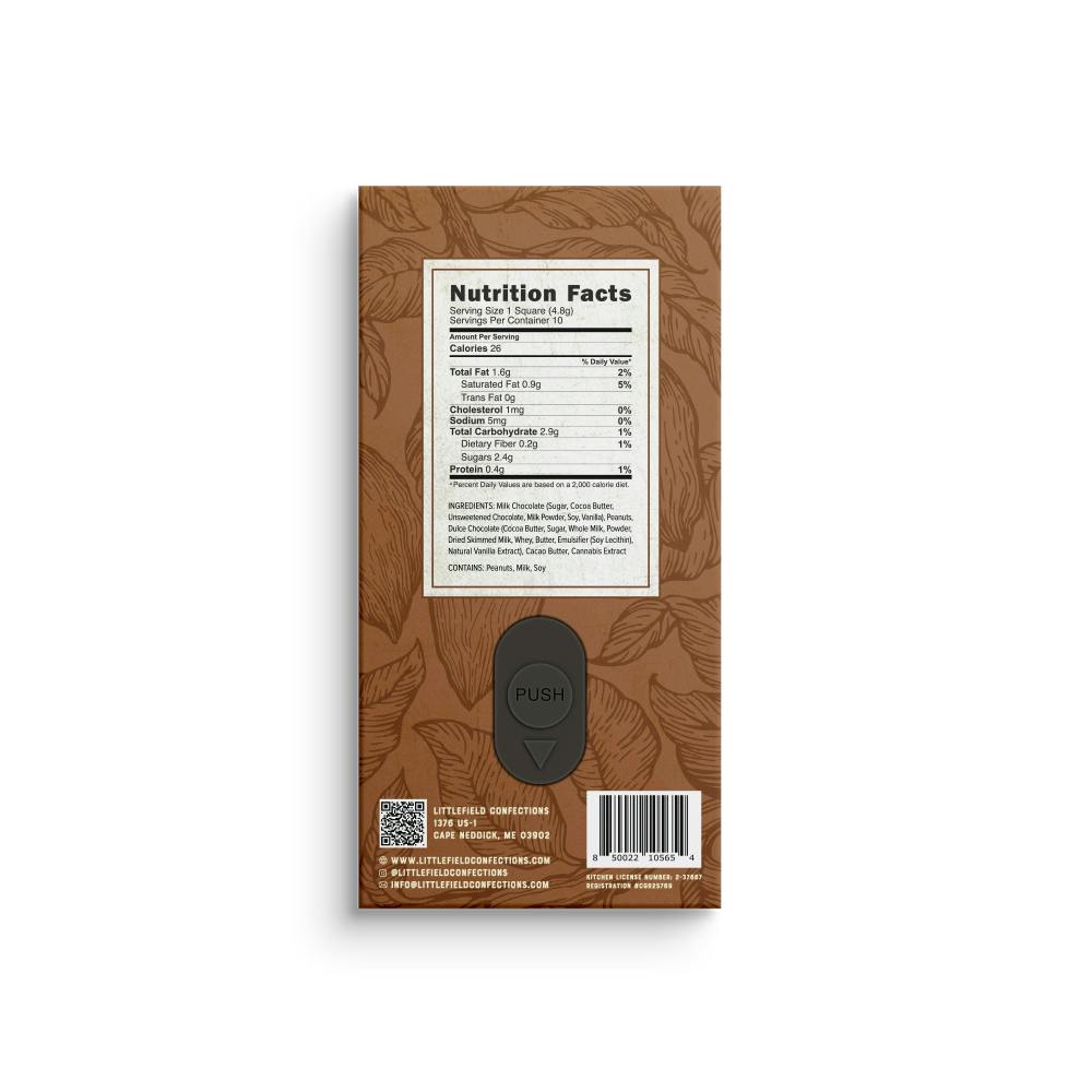 Caramelized Peanut THC Milk Chocolate Bar 30mg/pc 300mg Total
