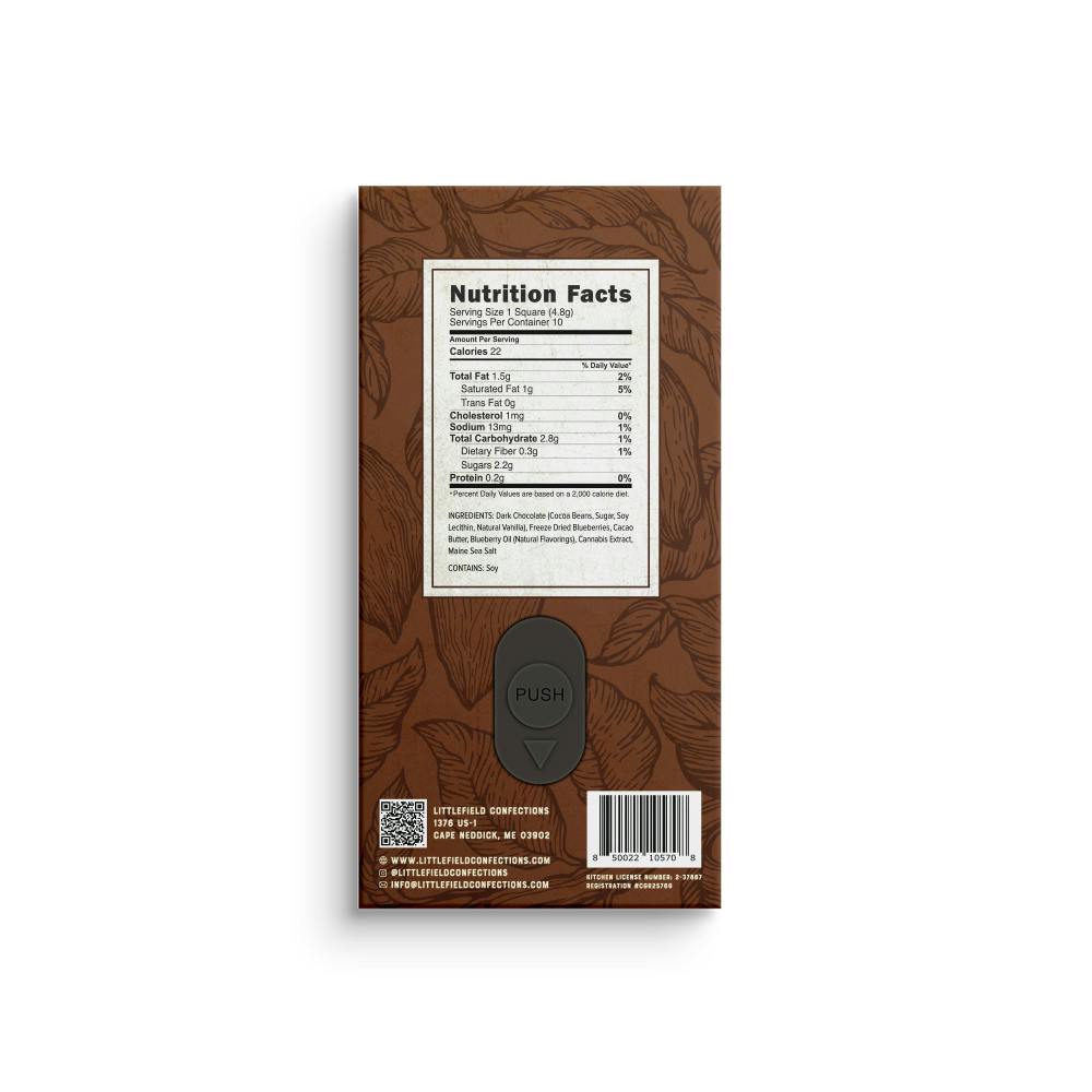 Dark Salted Blueberry THC Chocolate Bar 30mg/pc 300mg Total