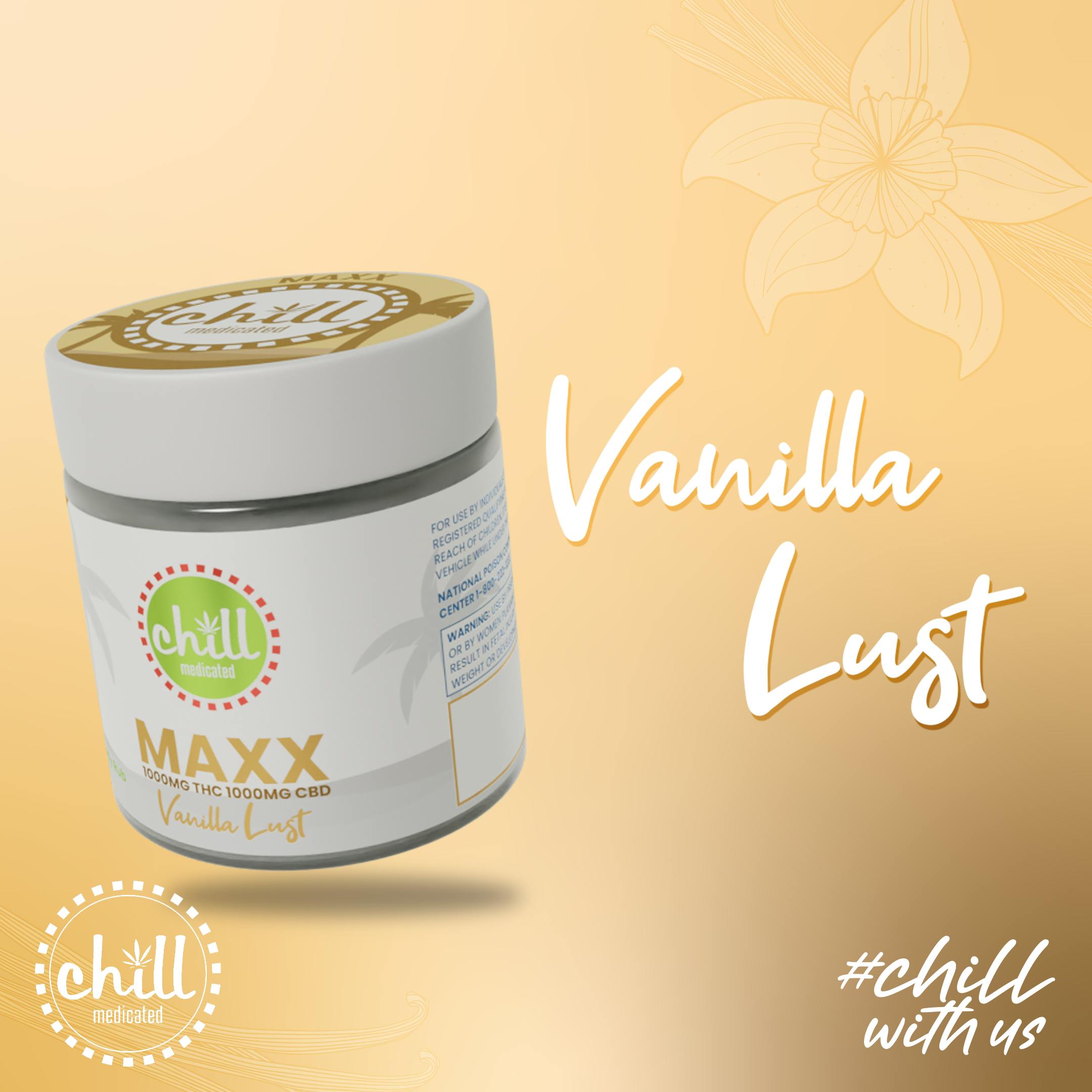 1000mg THC : 1000mg CBD | MAXX Vanilla Lust Body Rub | MED