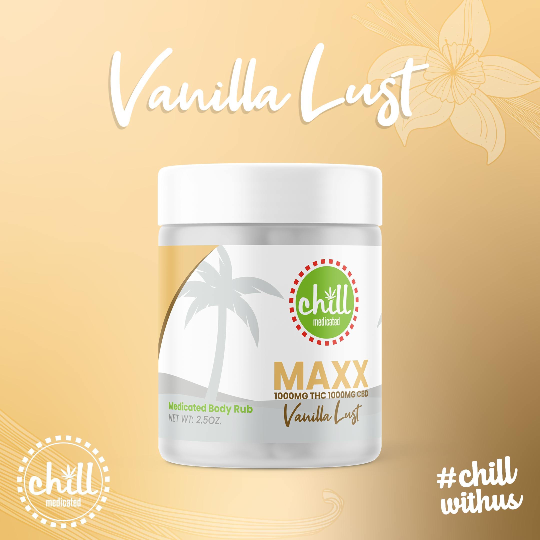 1000mg THC : 1000mg CBD | MAXX Vanilla Lust Body Rub | MED