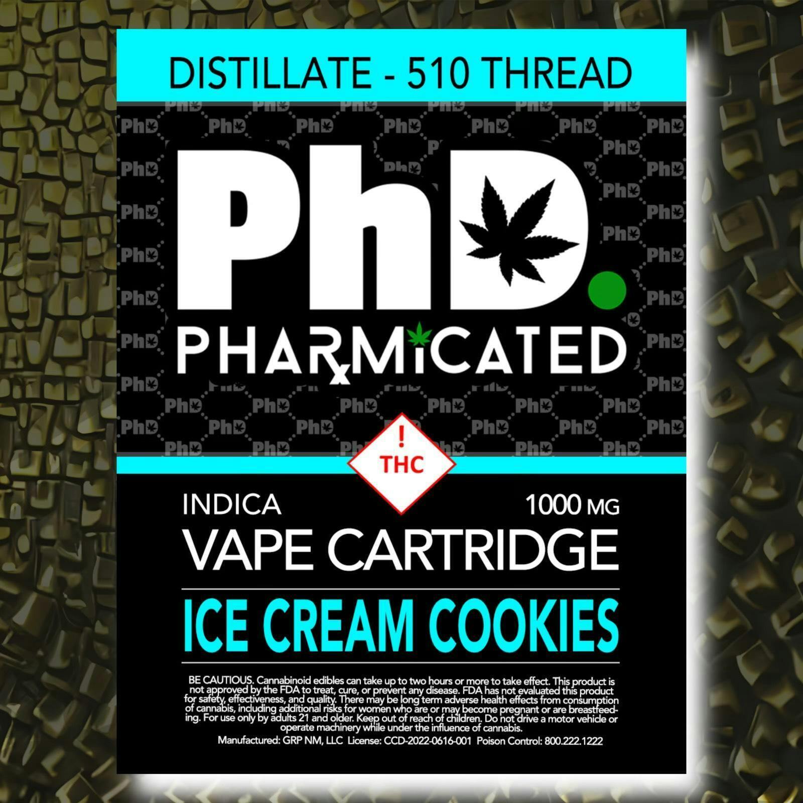 Pharmicated 510 Thread Vape Cart - 1000 mg - Ice Cream Cookies (I)
