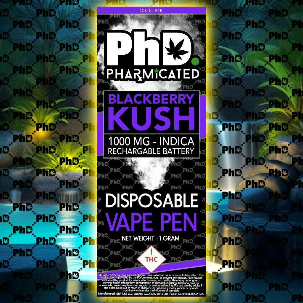 PhD Disposable Vape Cart - 1000 mg - Blackberry Kush (I)