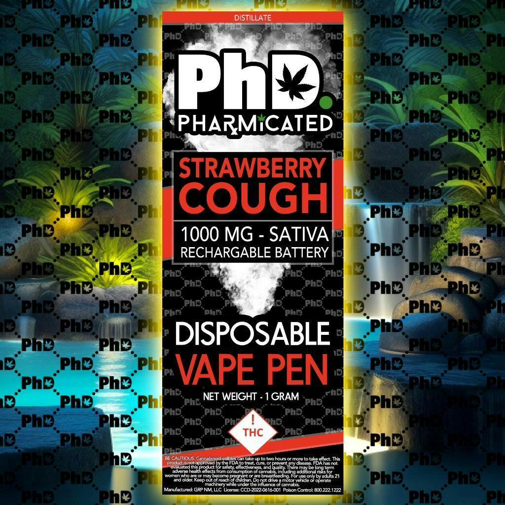 PhD Disposable Vape Cart- 1000 mg - Strawberry Cough (S)